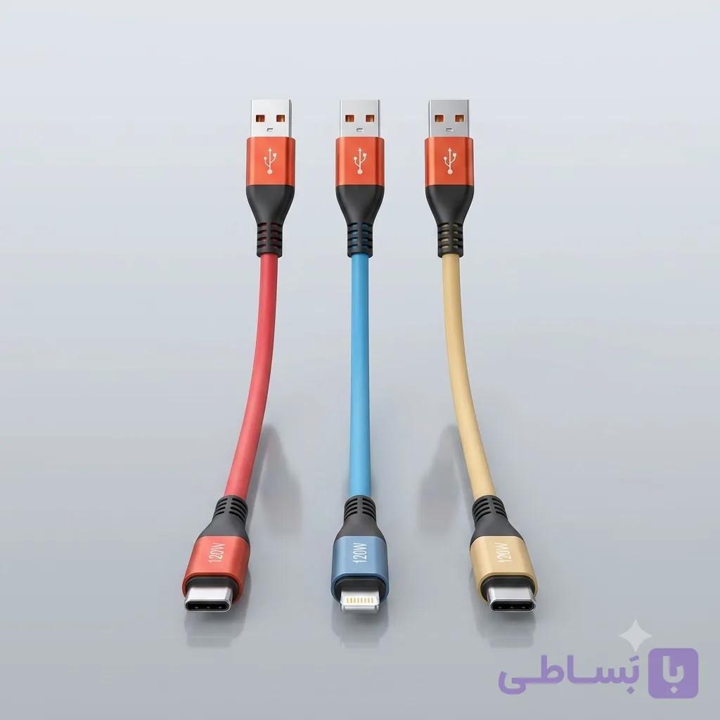 کابل شارژ تبدیل USB به USB-C فست شارژ مدل پاوربانک طول 30 سانتی متر