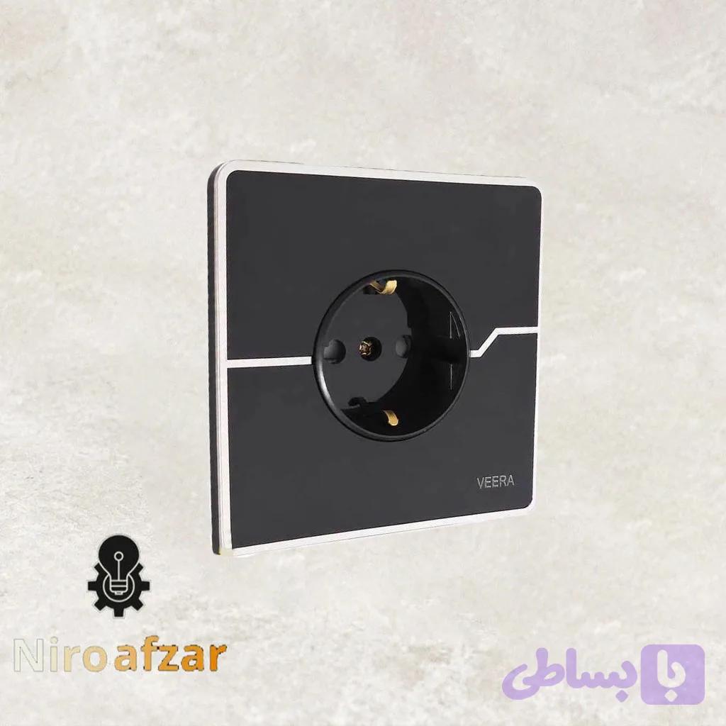 پریز ارت دار ویرا مدل T2 گلس مشکی