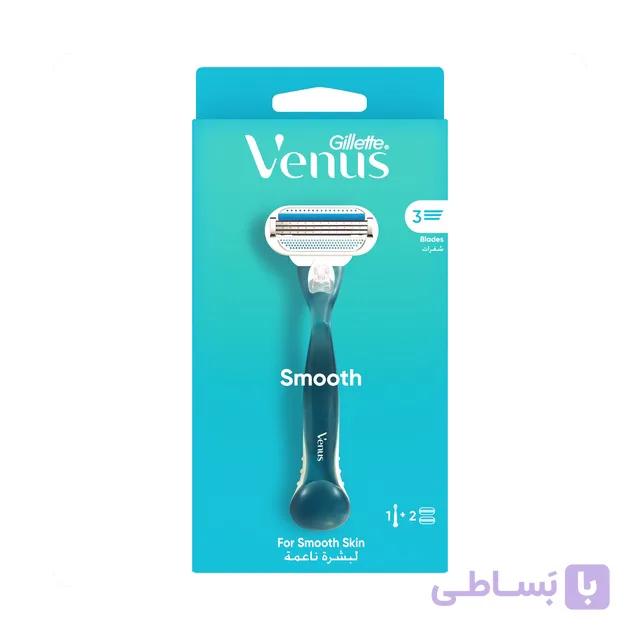 خودتراش زنانه ژیلت ونوس اسموث (Gillette Venus Smooth) – دسته + ۲ تیغ یدک