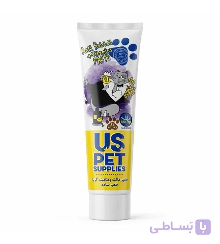 خمیر مالت مولتی ویتامینه گربه یو اس پت (US Pet) ۱۱۰ گرم | ضد گلوله مویی و تقویت‌کننده