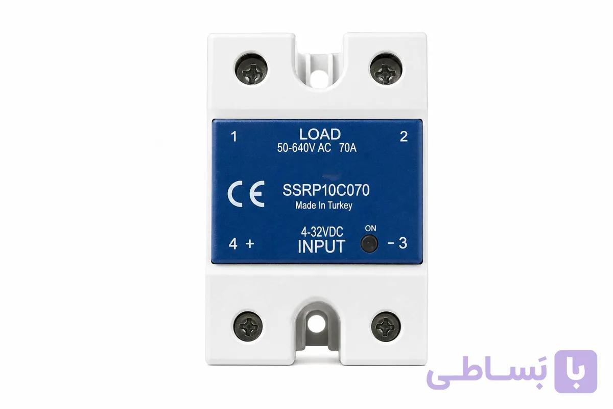 رله حالت جامد EMAS SSRP1DC070 70A با ورودی 4-32VDC و خروجی 50-640VAC — تصویر 1