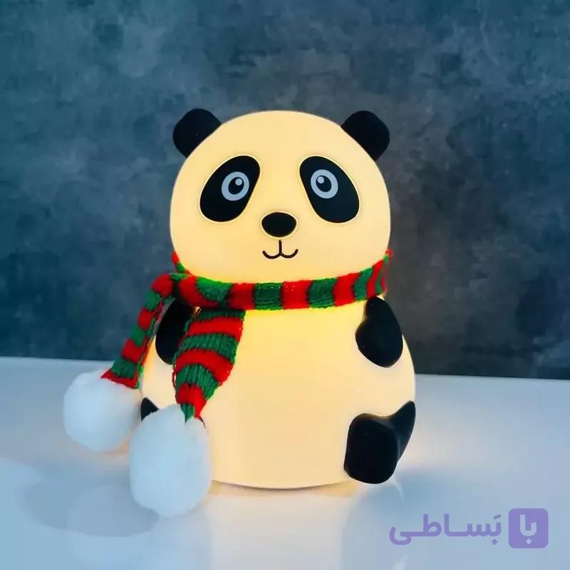 چراغ خواب سیلیکونی RGB مدل پاندای نشسته با شال گردن
