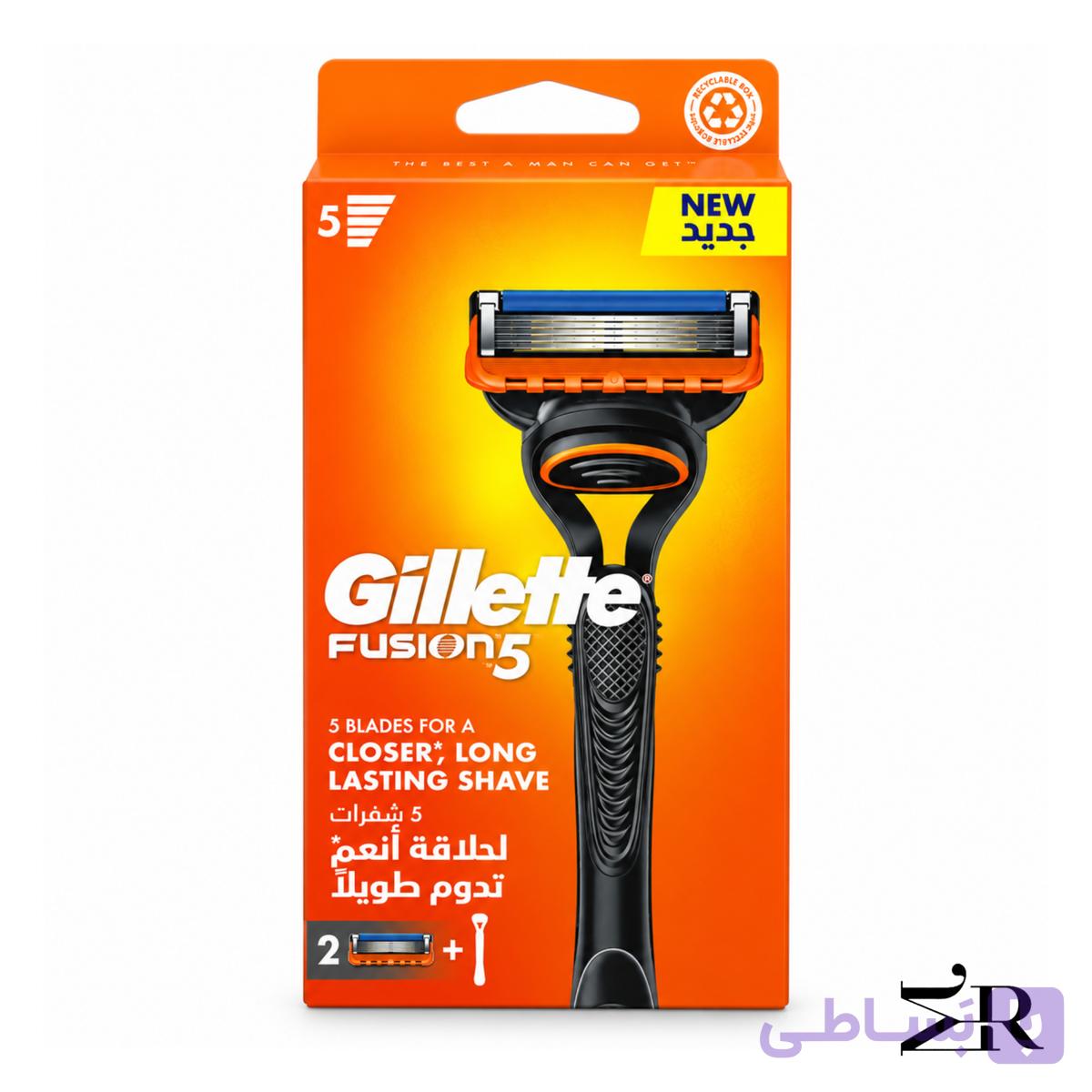خود تراش اصلاح ژیلت فیوژن ۵ همراه ۲ عدد تیغ یدک | Gillette Fusion 5