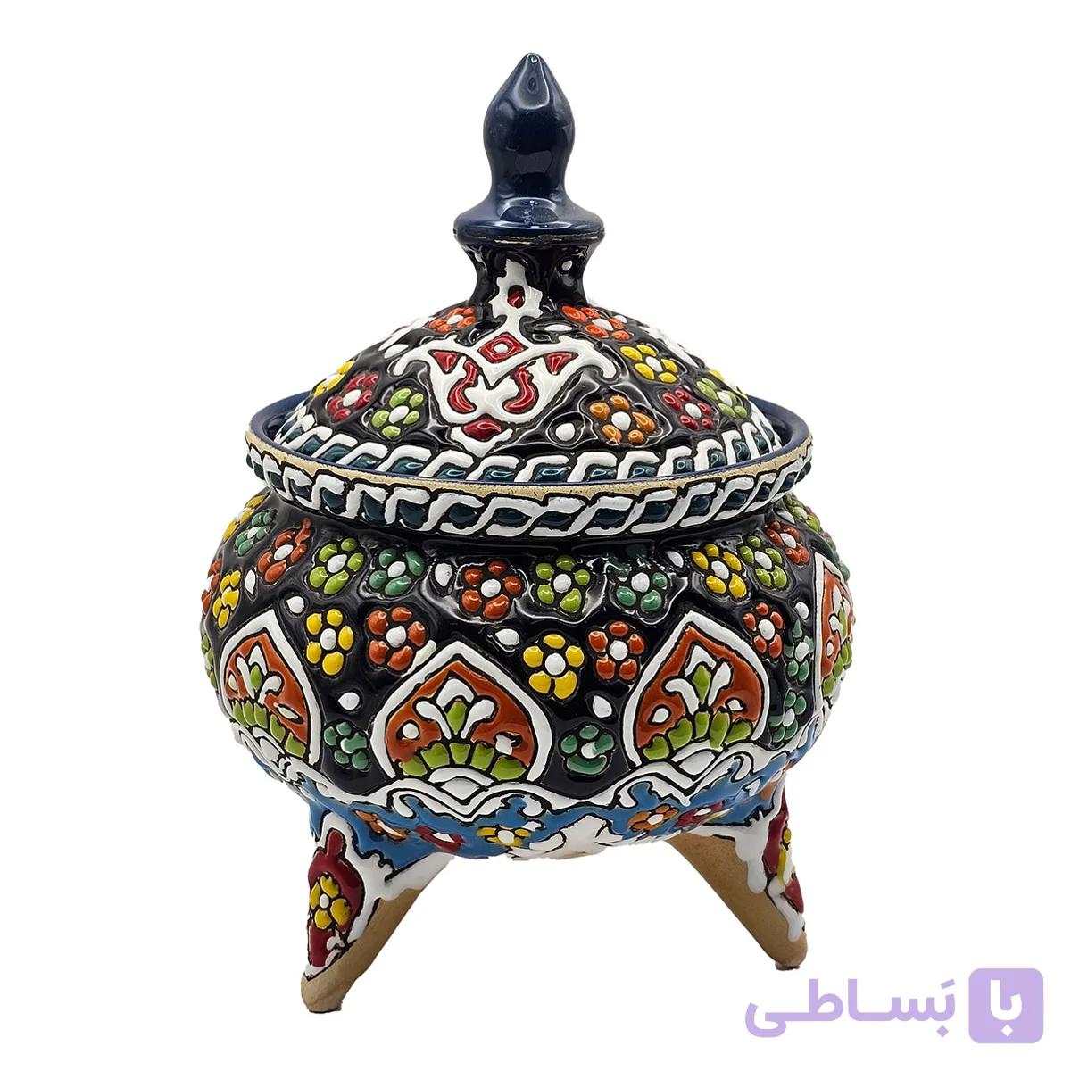 شکلات خوری مینا کاری شده پایه دار