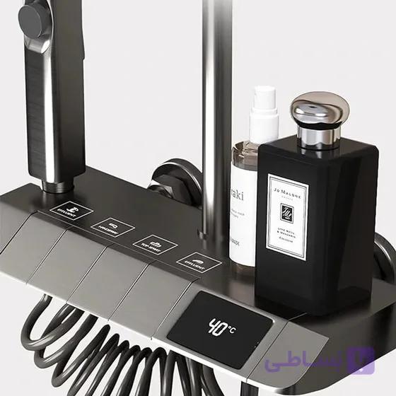 دوش حمام مدل پیانویی نمایشگردار دما تمام برنج برند هایشنگ کد 8099 — تصویر 1