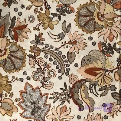 پارچه ساتن سیلک وارداتی طرح گل کرم کد 2219 — تصویر 1