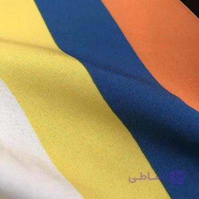 پارچه کرپ حریر راه راه چند رنگ کد 964 — تصویر 1