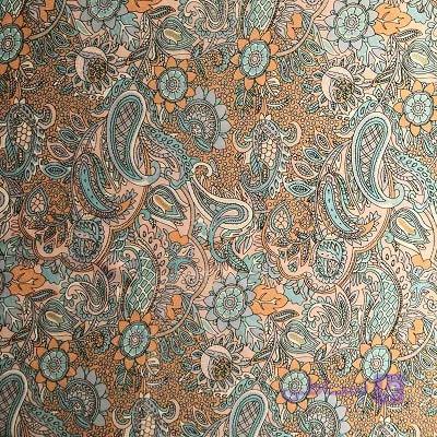 پارچه ساتن سیلک وارداتی طرح سنتی آبی روشن 2218 — تصویر 1