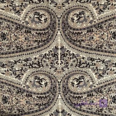 پارچه ساتن سیلک وارداتی طرح سنتی سفید 2217 — تصویر 1