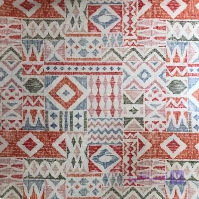 پارچه ژاکارد کوک دوزی طرح هندسی نارنجی کد 2845 — تصویر 1
