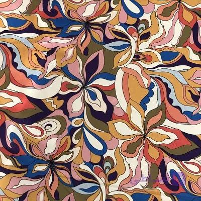 پارچه کرپ حریر طرح گل چند رنگ کد 970 — تصویر 1