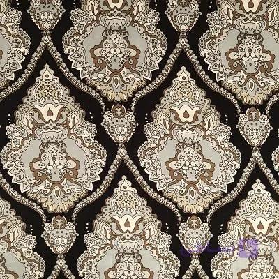 پارچه ساتن سیلک وارداتی طرح سنتی مشکی 2216 — تصویر 1