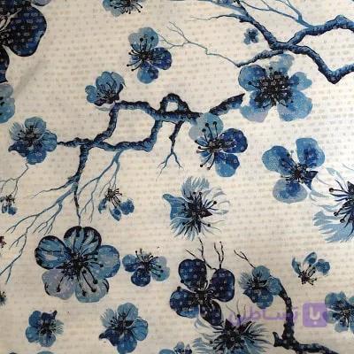 پارچه ژاکارد کوک دوزی طرح گل سفید کد 2843 — تصویر 1