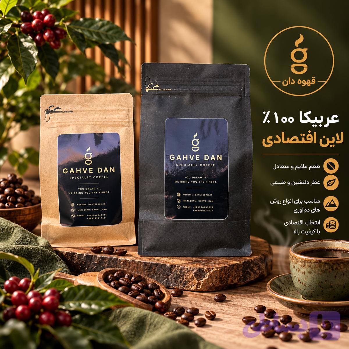 قهوه عربیکا ۱۰۰٪ اقتصادی قهوه دان | عطر دلنشین و طعم ملایم برای تجربه‌ای متفاوت