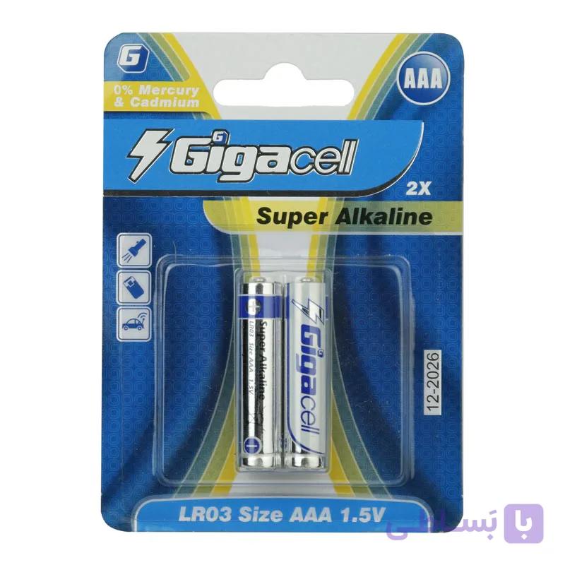 باتری نیم قلمی آلکالاین گیگاسل پک دوتایی Super Alkaline LR03 1.5V AAA — تصویر 1