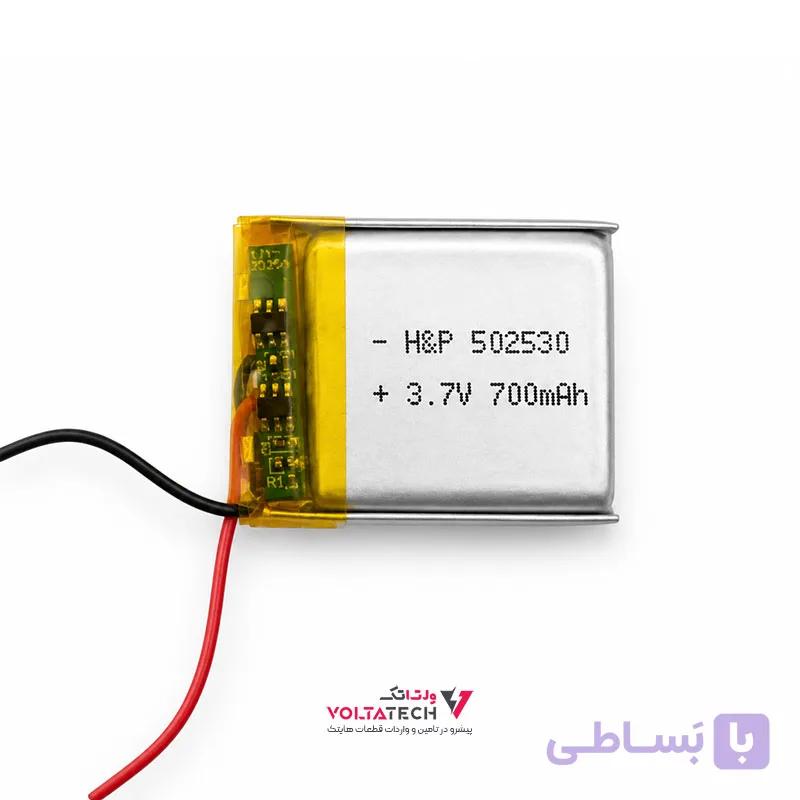 باتری لیتیوم پلیمر 3.7v ظرفیت 700mA ابعاد 502530