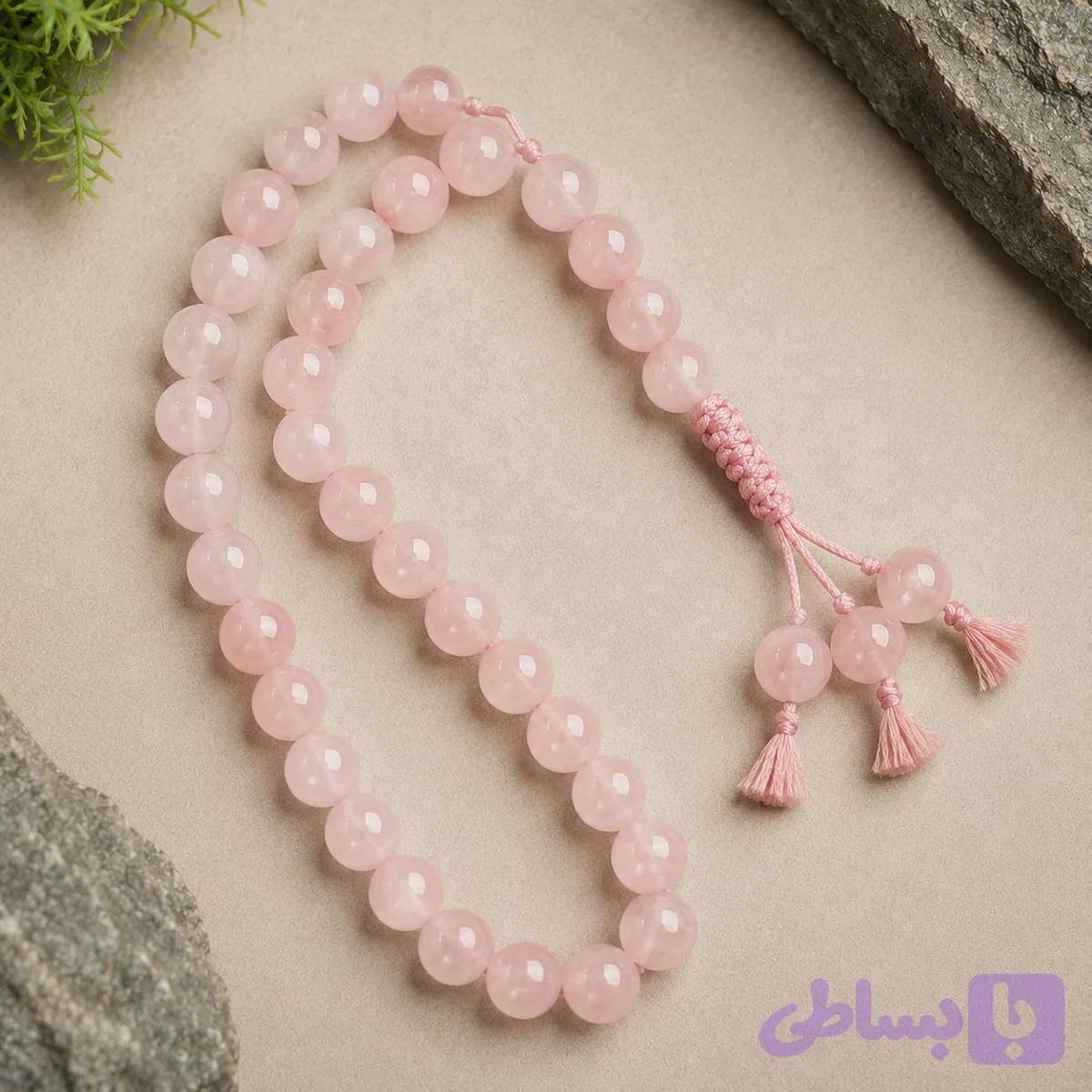 تسبیح سنگی رز کوارتز