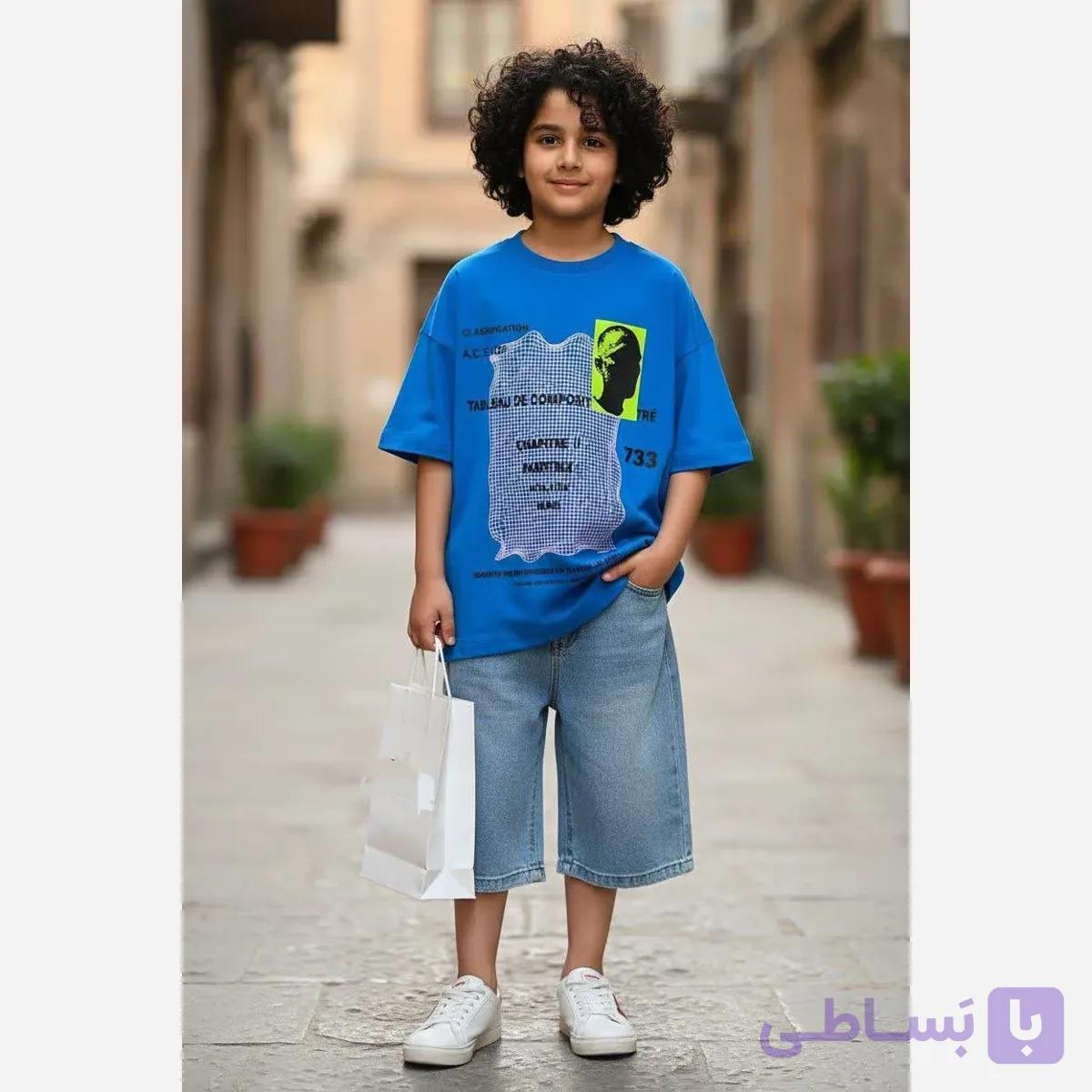 تیشرت لش پسرانه و دخترانه نخ پنبه سایز 6 تا 9 سال در 5 رنگ