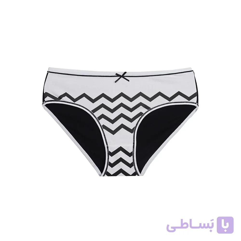 شورت زنانه اسلیپ نخی طرح سیاه سفید سایز XL و 2XL