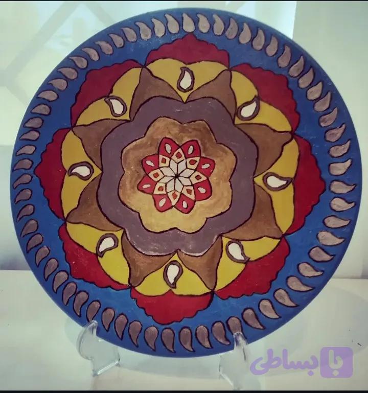 بشقاب سفالی دیوارکوب طرح ماندلا
