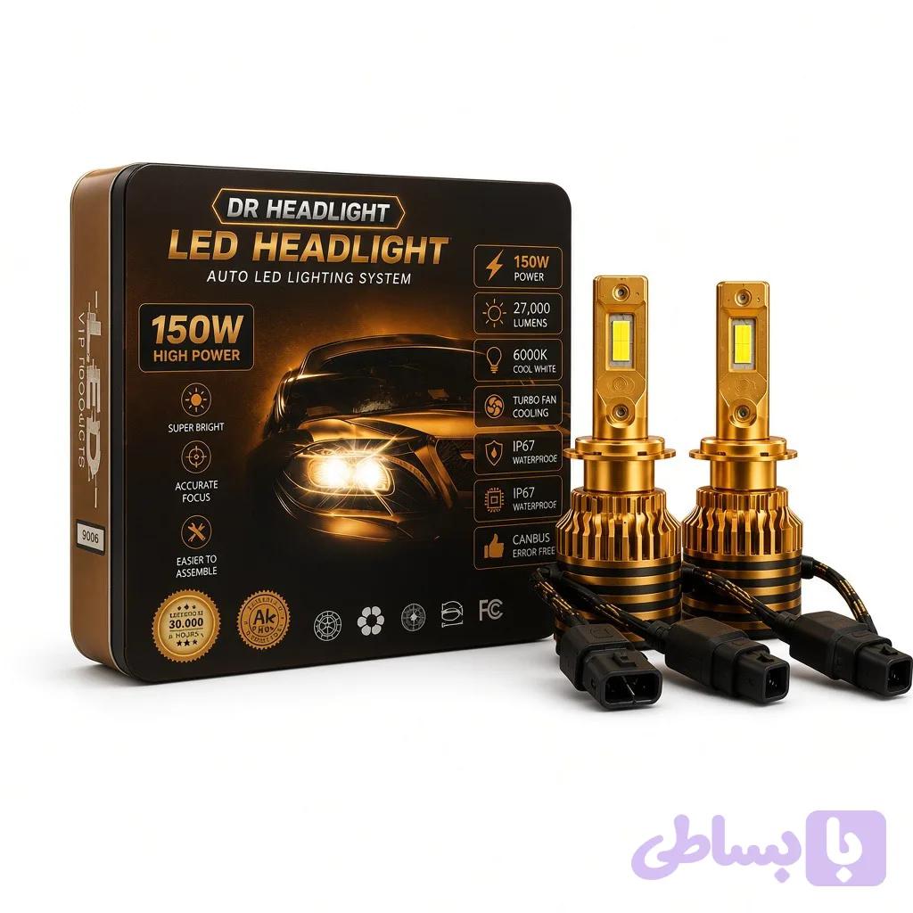 هدلایت تیکار مدل METAL سفید یخی پایه H4 — تصویر 1