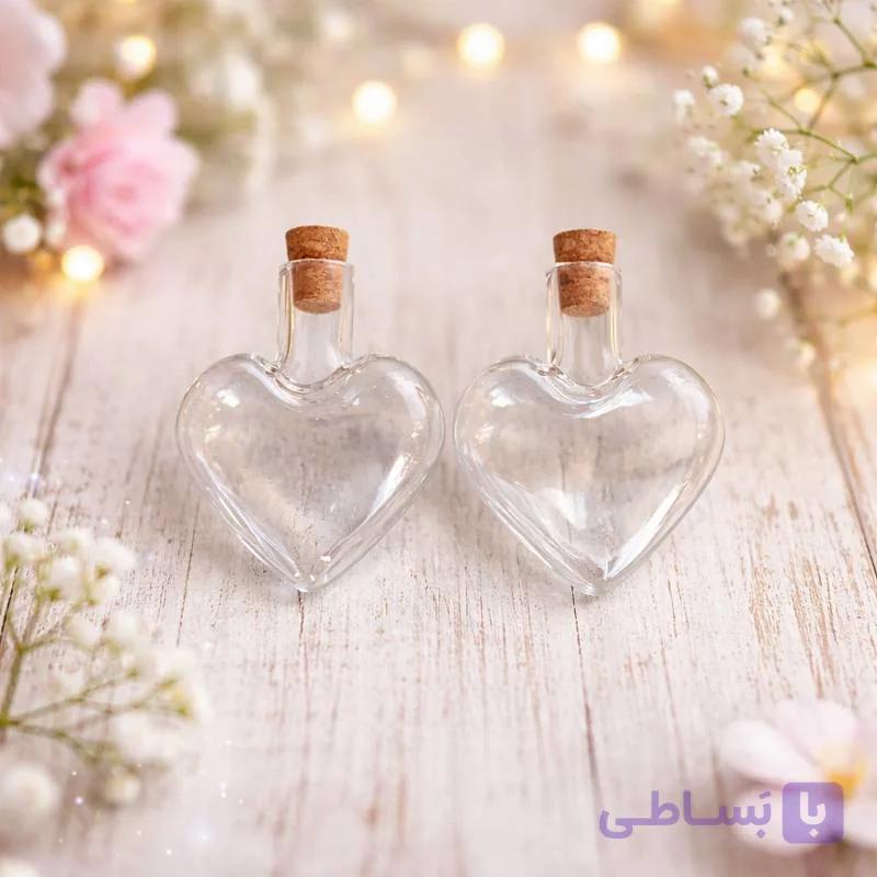 خرید ویال قلبی (بطری عشق) گیفت | درب چوب‌پنبه‌ای — تصویر 1