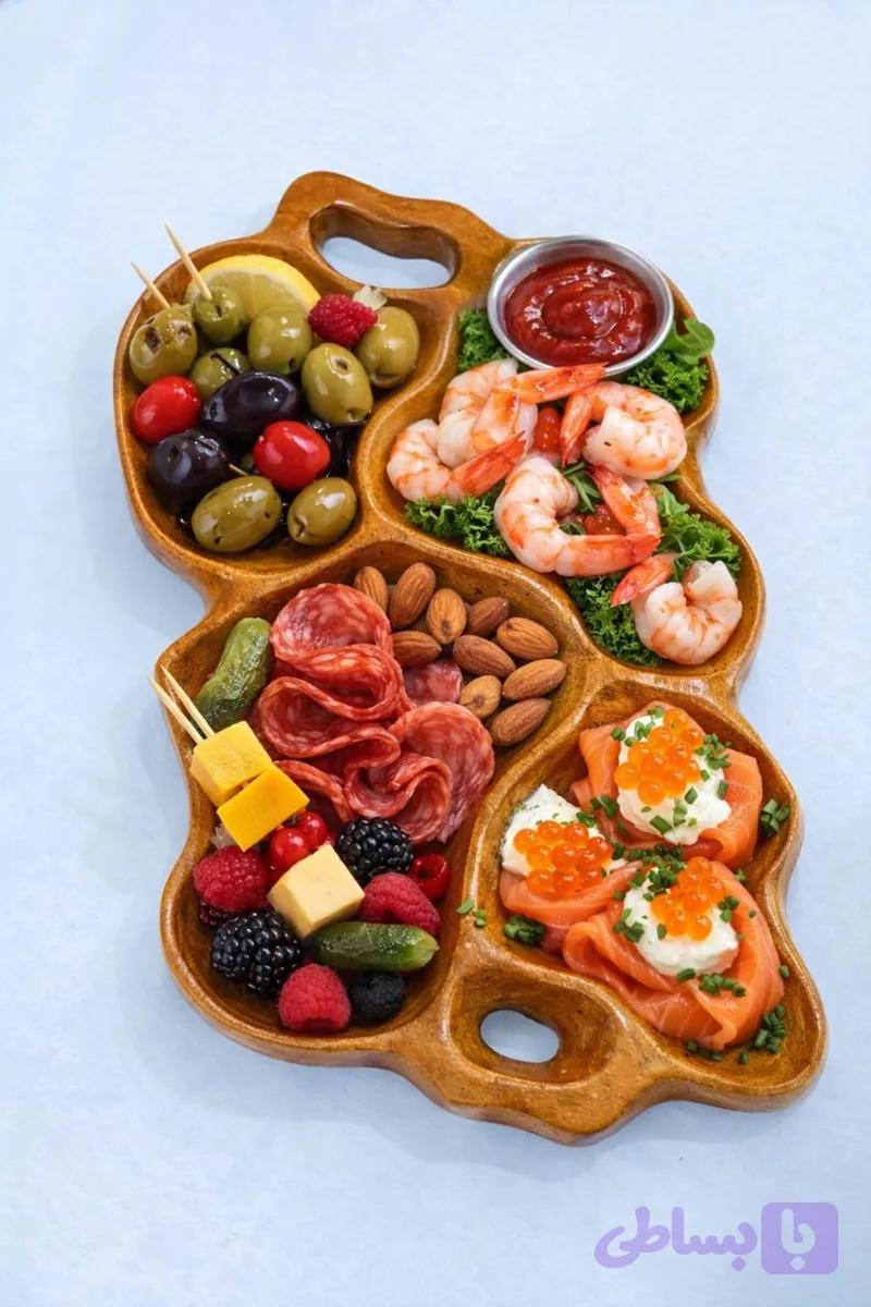 ظروف پذیرایی و سرو طرح چوب
