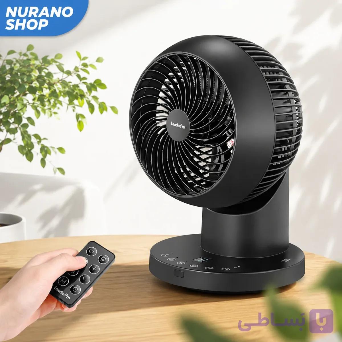 پنکه رومیزی لیدر پرو مدل LeaderPro FS06R با چرخش 360 درجه و ریموت کنترل — تصویر 1