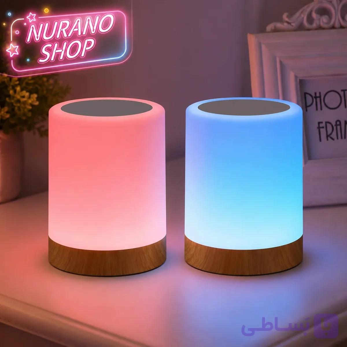 چراغ خواب شارژی لمسی RGB مدل M1 با ریموت | پک دو عددی — تصویر 1