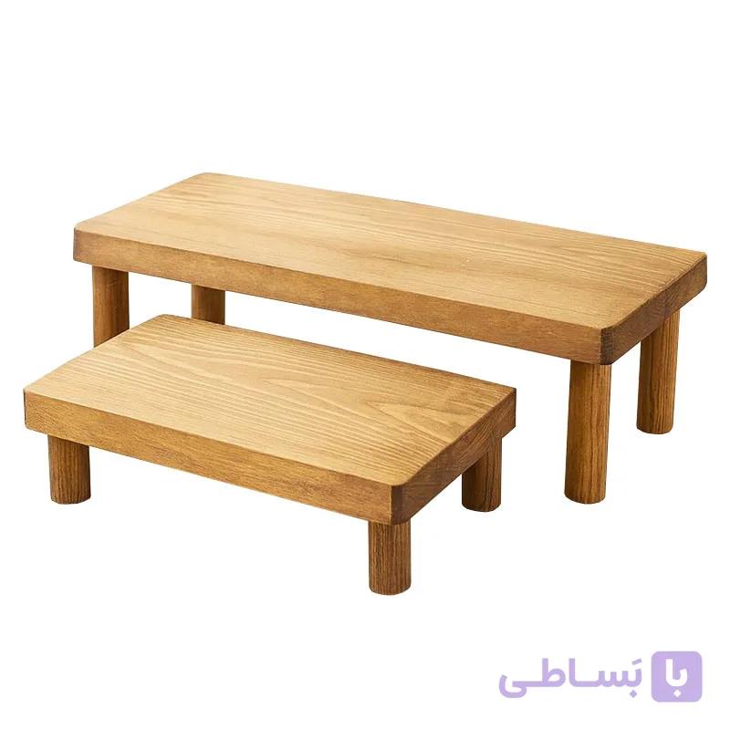 رایزر چوبی سرو و پذیرایی دو عددی مستطیل با پایه
