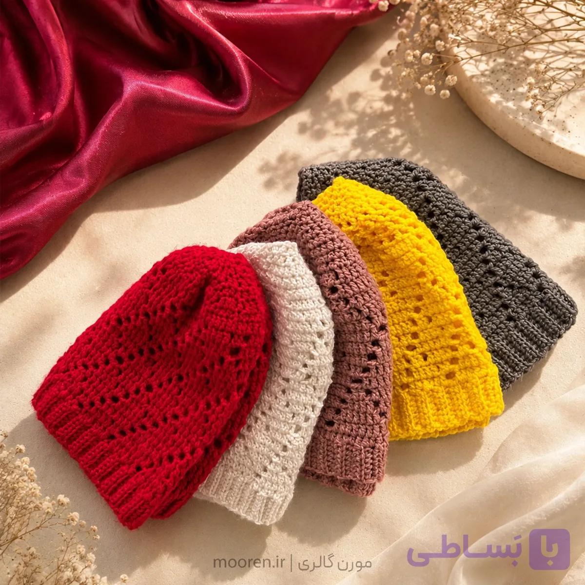 کلاه دست‌بافت طرح لوزی — تصویر 1