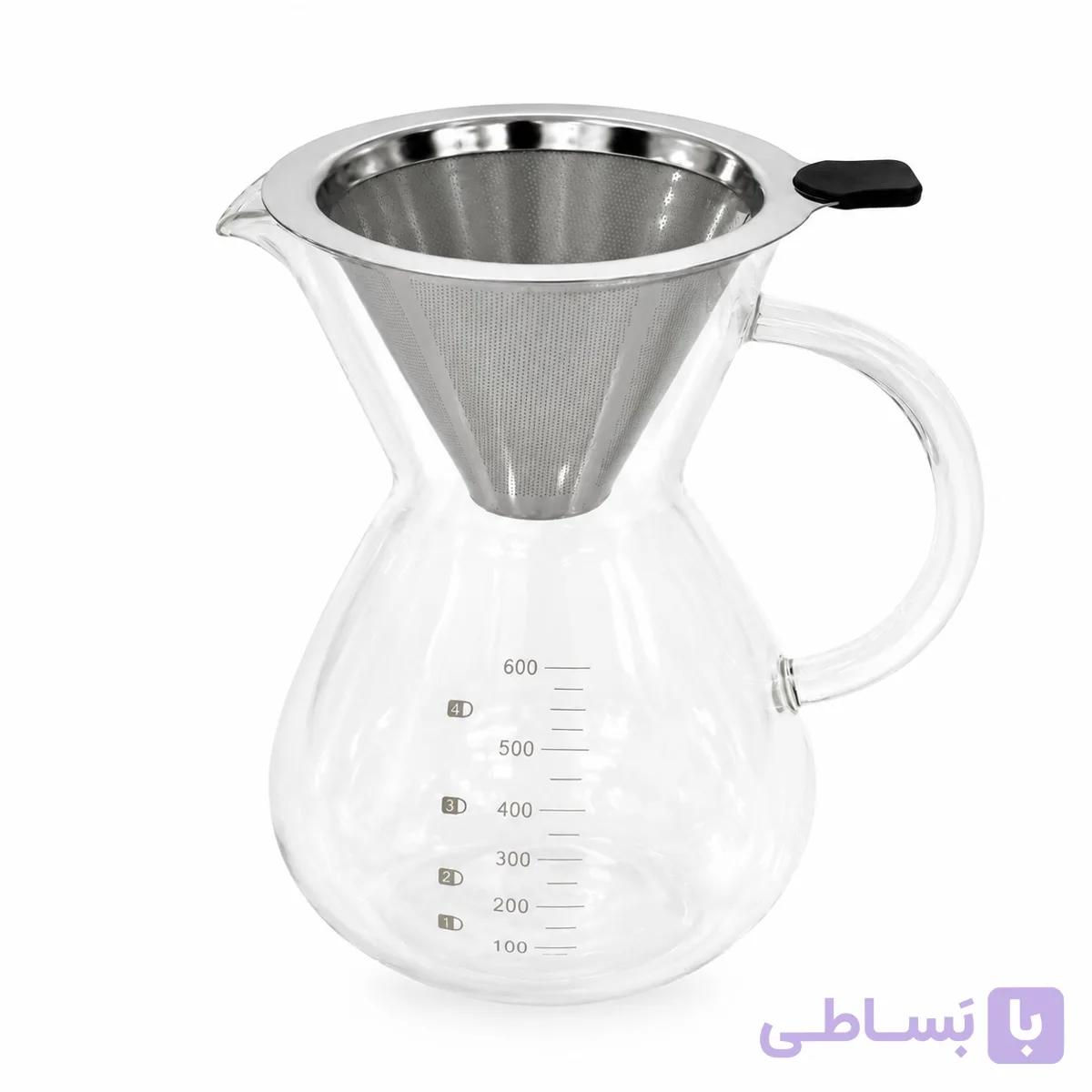قهوه ساز کمکس فیلتر استیل دسته دار پیرکس — تصویر 1