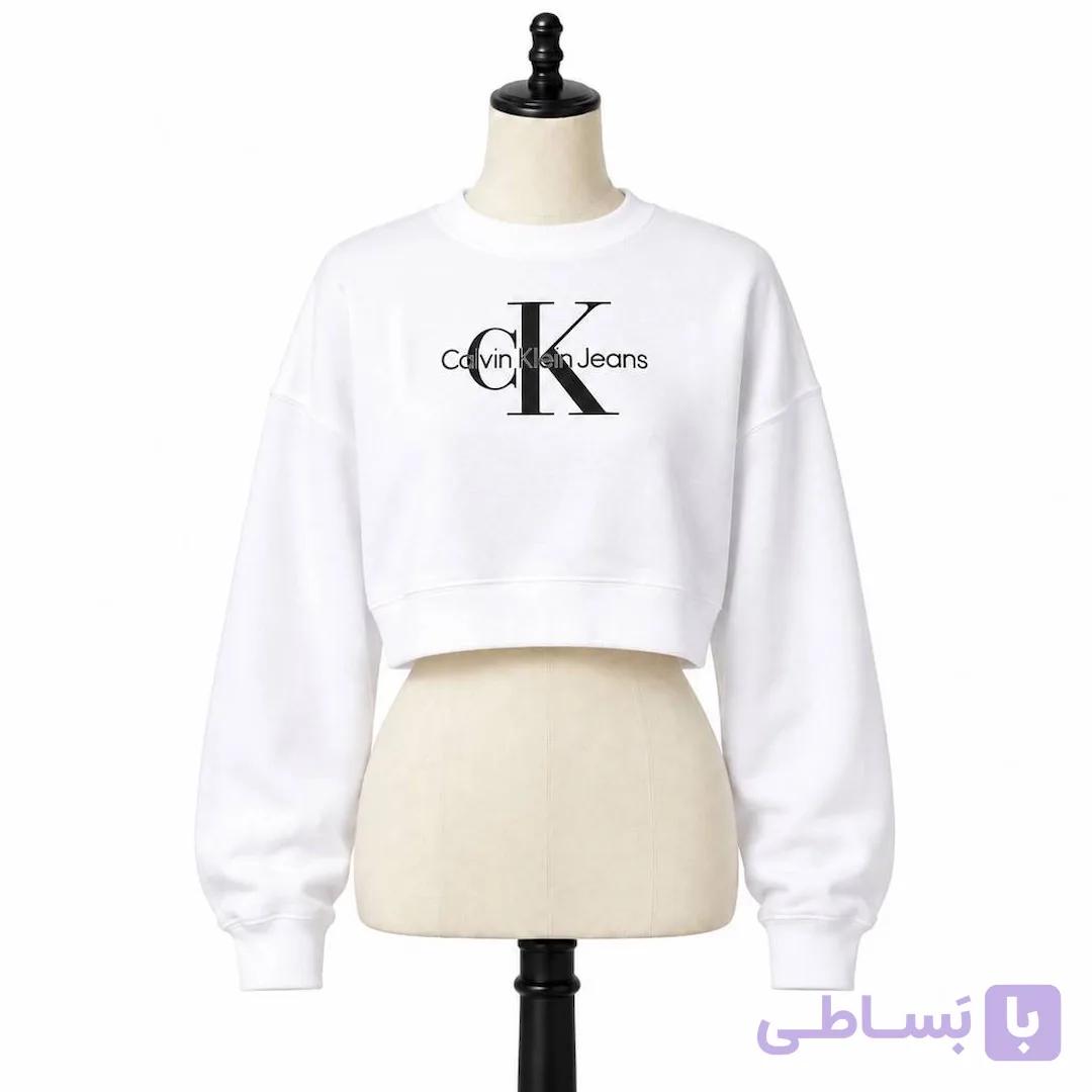 کراپ دورس زنانه سفید طرح CK