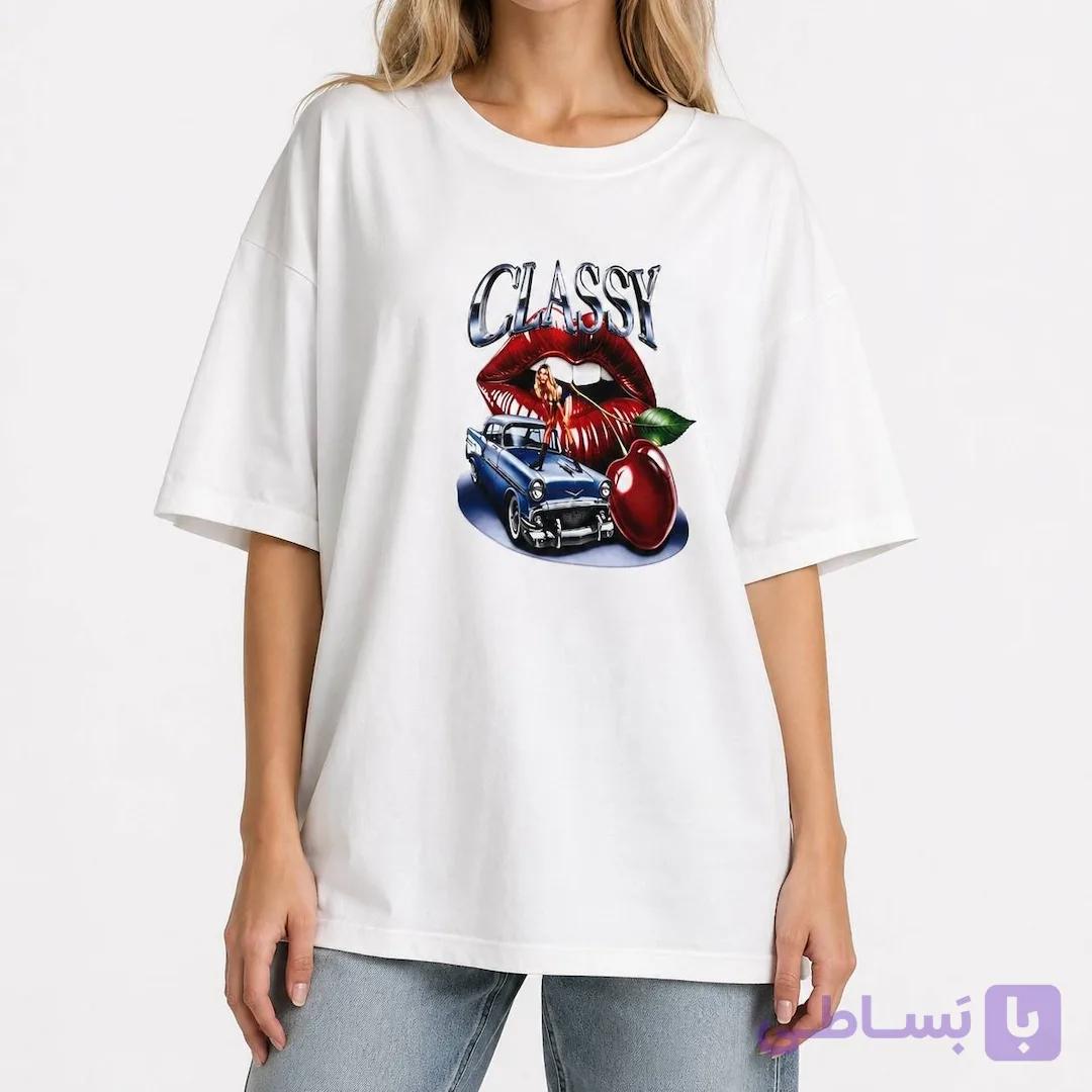 تی شرت زنانه سفید summer classy