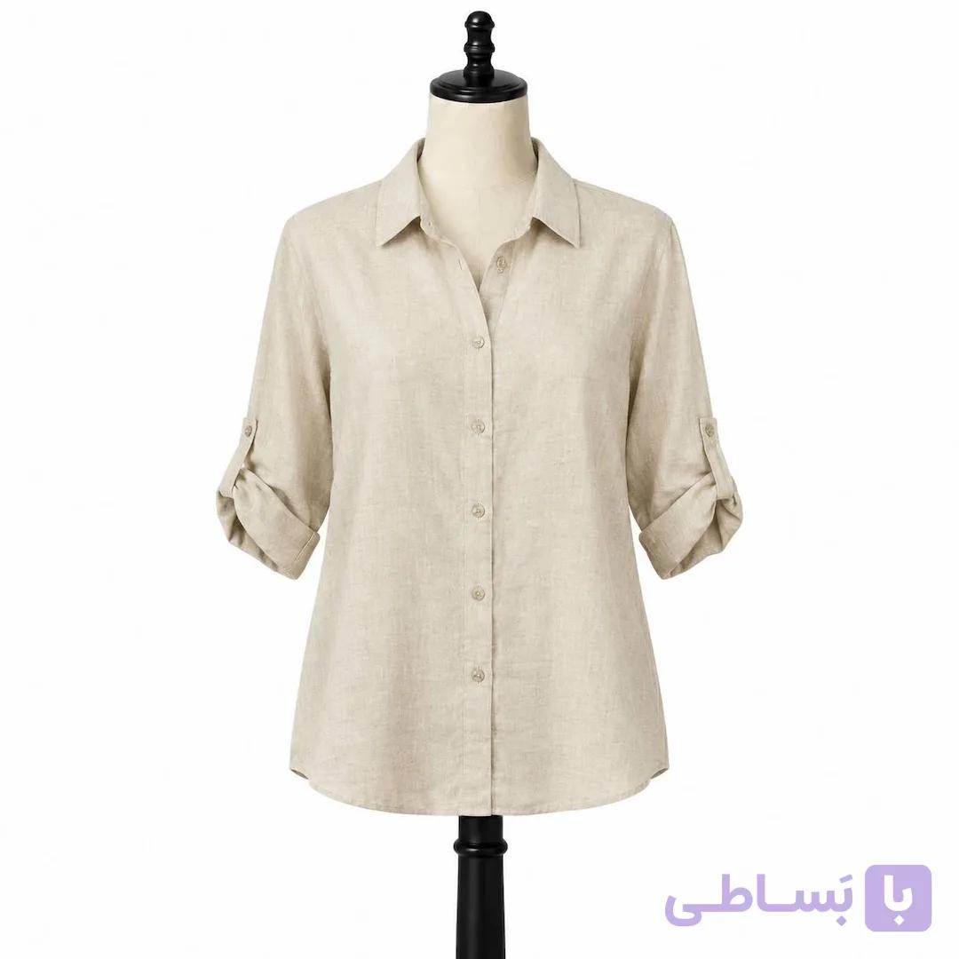شومیز زنانه کرپ بافت‌دار کرم