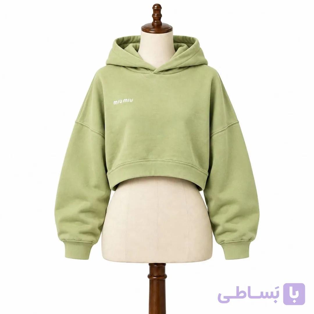 کراپ دورس زنانه کلاهدار miu miu سبز