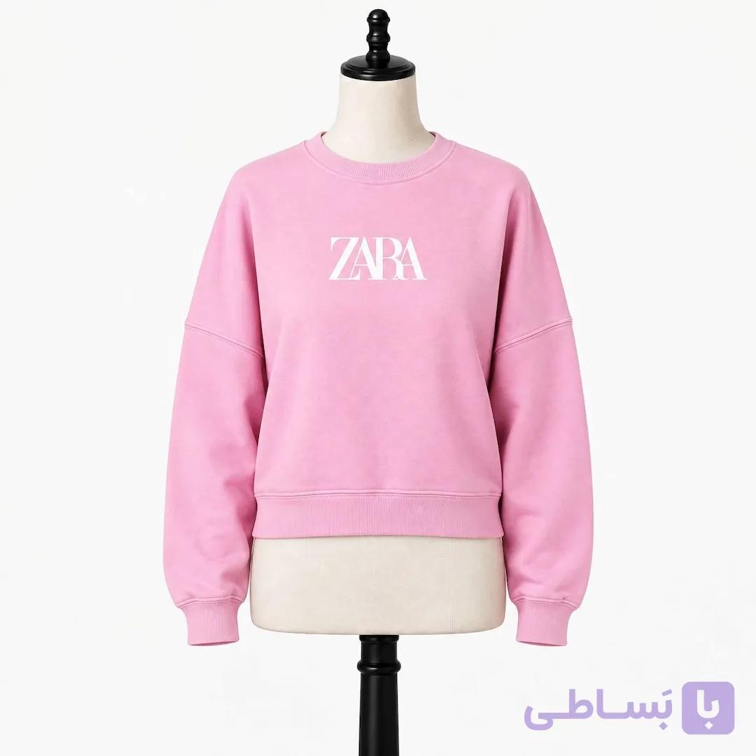 کراپ دورس زنانه صورتی طرح ZARA