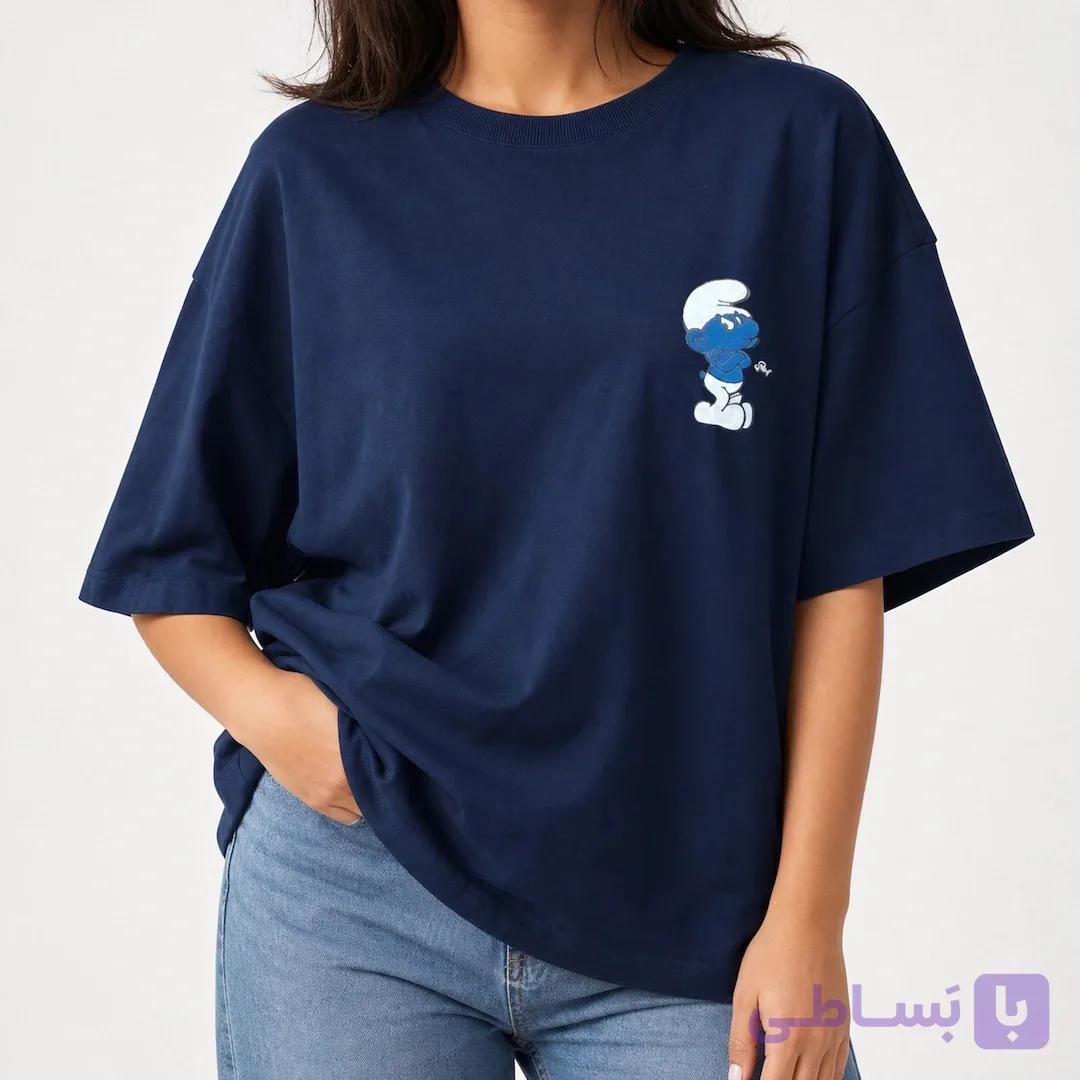 تی شرت زنانه قواره باکسی The Smurfs سفید — تصویر 1