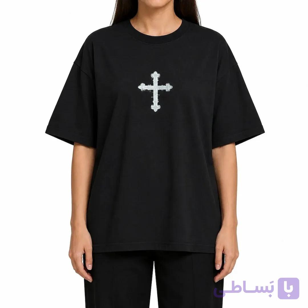 تی شرت زنانه cross مشکی کد MT823 — تصویر 1