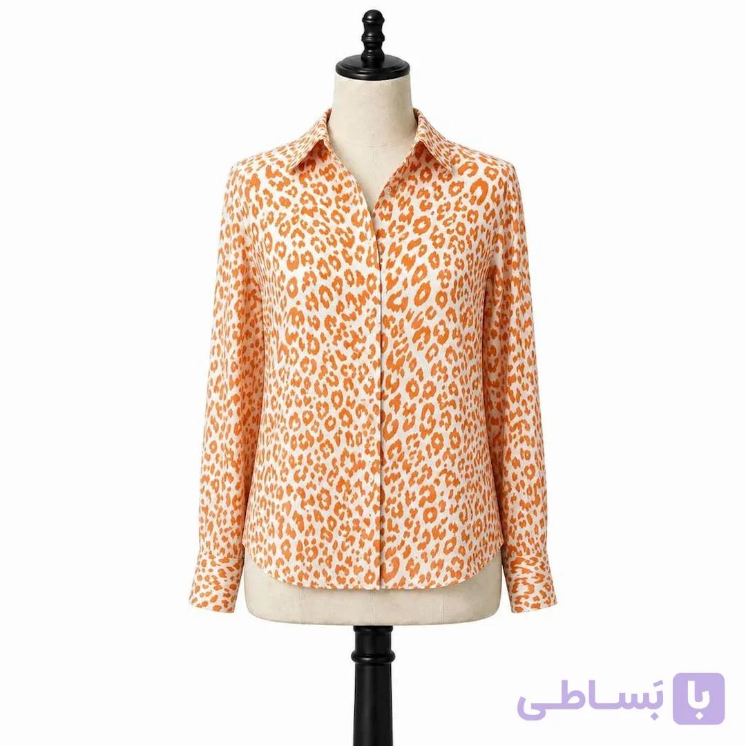 شومیز زنانه پلنگی نارنجی — تصویر 1