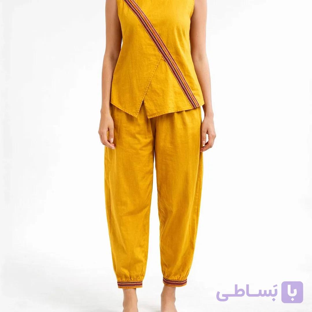ست بلیز و شلوار زنانه خردلی MWS1001