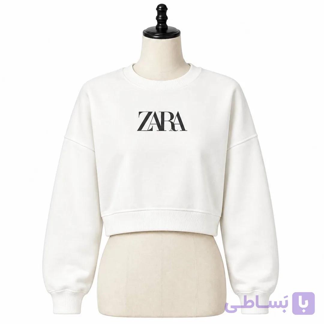 کراپ دورس زنانه سفید طرح ZARA