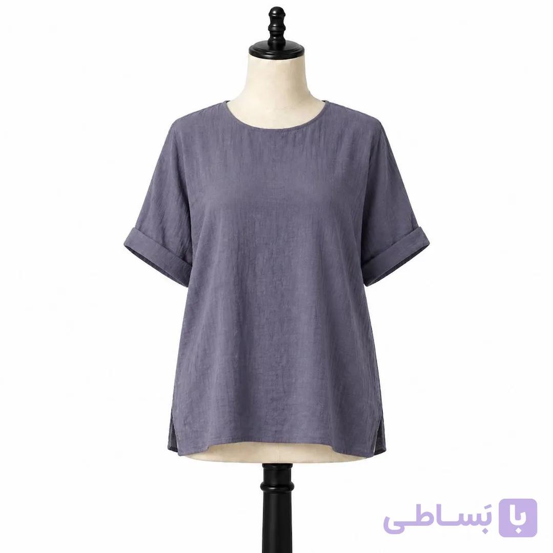 شومیز ابر و بادی زنانه طوسی