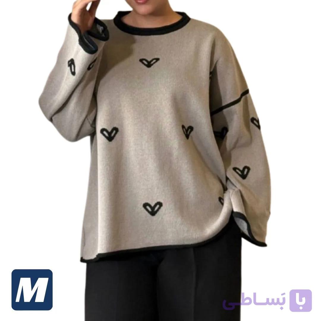 بافت زنانه طوسی طرح قلب کد MWD100