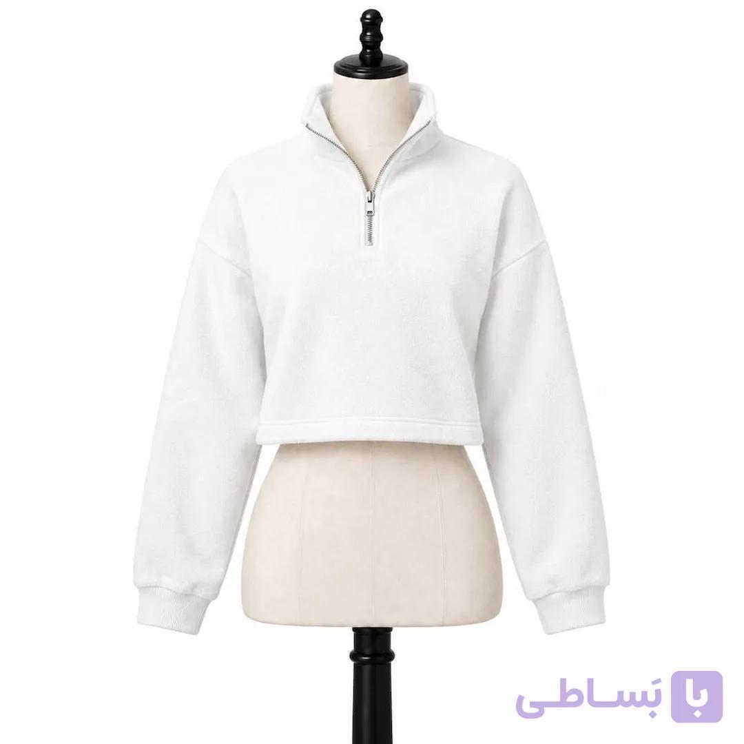 کراپ دورس زیپدار زنانه سفید کد MDC101 — تصویر 1