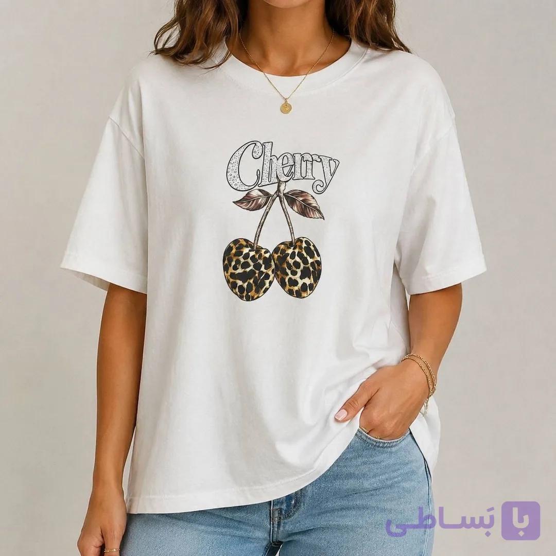 تی شرت زنانه سفید summer cherry