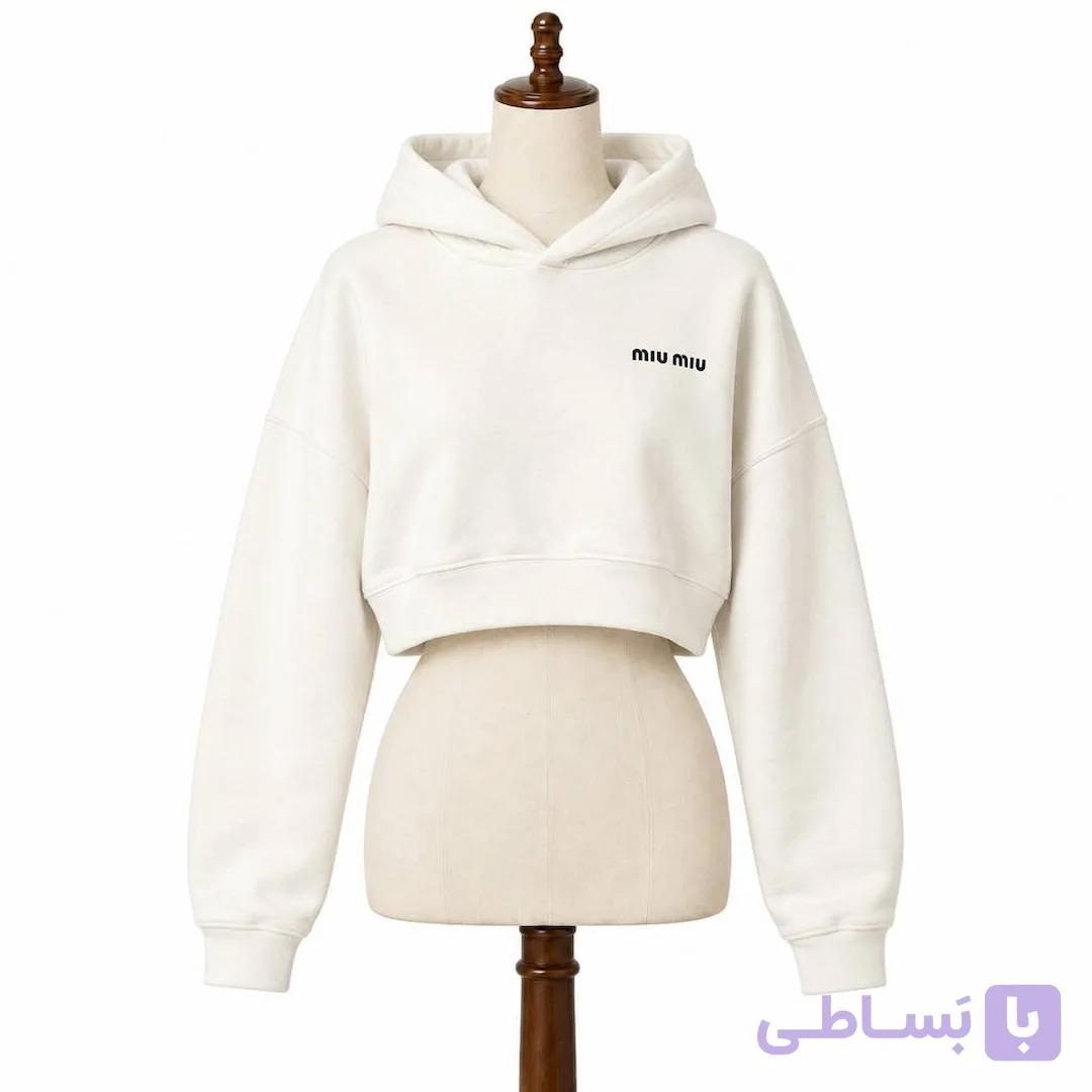 کراپ دورس زنانه کلاهدار miu miu سفید