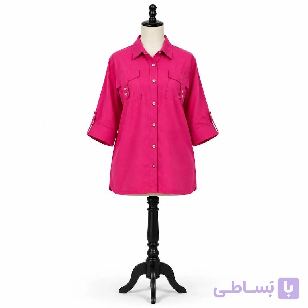شومیز دکمه چوبی کرم کد MS101