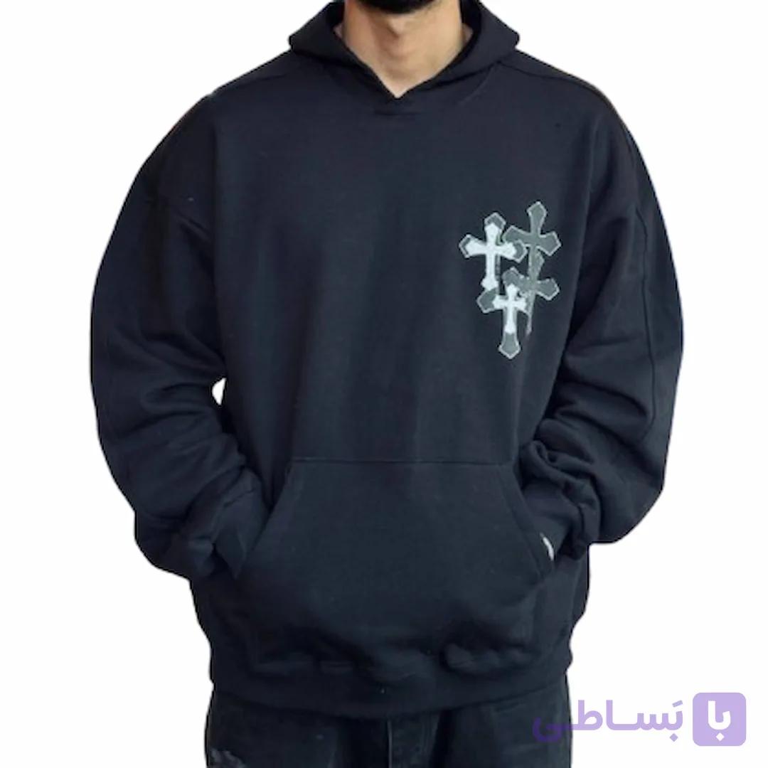 هودی مردانه مشکی مدل cross کد MD845 — تصویر 1