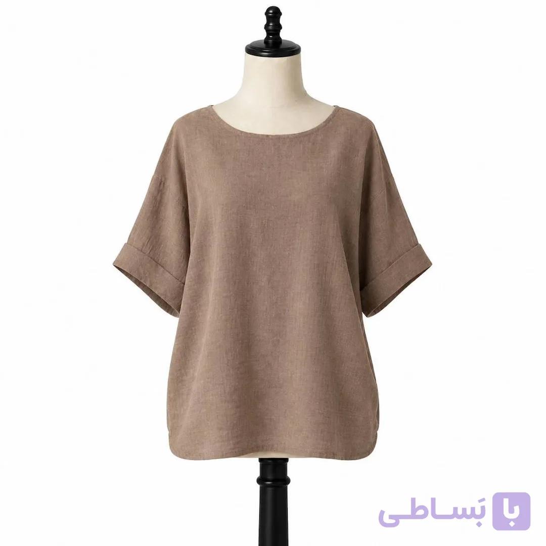 تونیک زنانه مدل ابر و بادی ترکیبی قهوه ای کد 5861563
